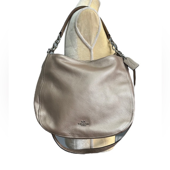 Coach Handbags - Like new Coach Elle Hobo Metallic Nude Silvertone F38051 Leather Crossbody